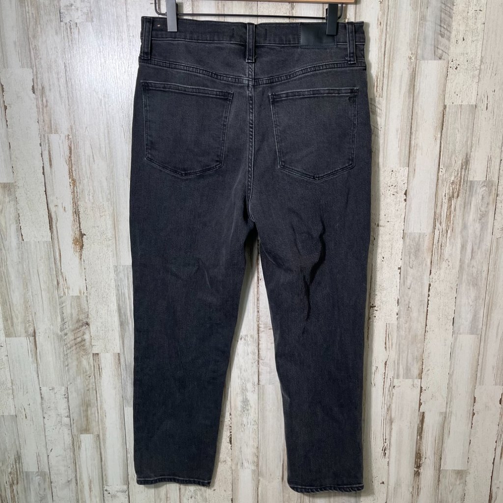 Madewell Classic Straight Jeans Black Denim Wash High Rise Womens Size 28